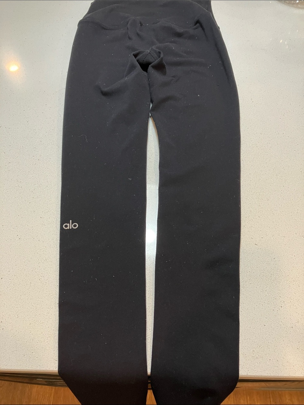 ALO Black Leggings with Small Logo, Size Small